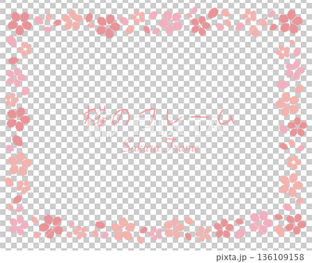 A spring frame decorated with cute cherry blossom illustrations. A spring frame decorated with cute cherry blossom illustrations. 136109158
