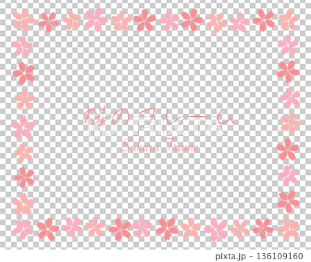 一個飾有可愛櫻花圖案的春日相框。 一個飾有可愛櫻花圖案的春日相框。 136109160