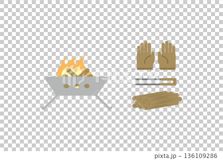 焚き火セットのイラスト 136109286