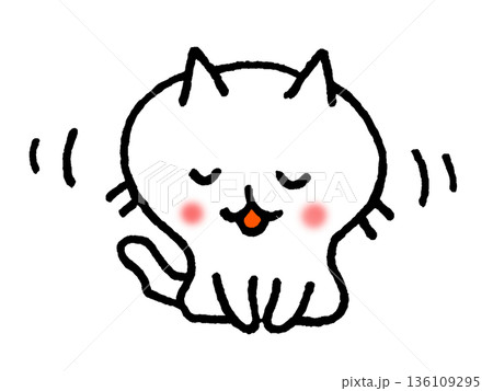 お辞儀、謝罪、お願い、感謝する白ねこのキャラクターのイラスト お辞儀、謝罪、お願い、感謝する白ねこのキャラクターのイラスト 136109295