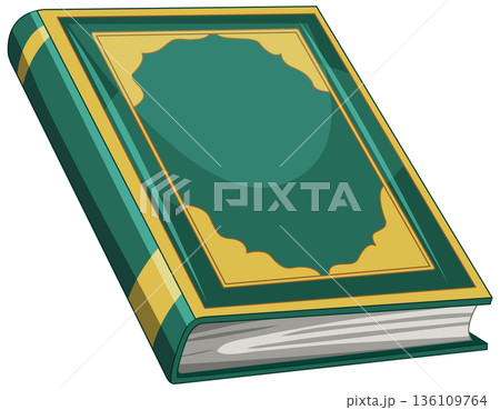 Green and Gold Ornate Hardcover Book Vector Illustration on White Background Green and Gold Ornate Hardcover Book Vector Illustration on White Background 136109764