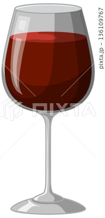 Vector Illustration of a Single Glass Filled with Red Wine 136109767