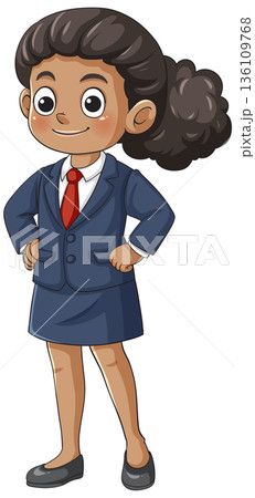 Confident Young Woman in Business Suit Standing Proudly Confident Young Woman in Business Suit Standing Proudly 136109768