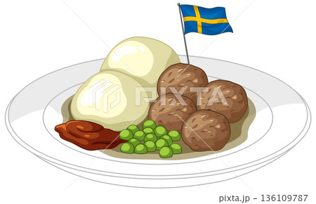 Traditional Swedish Meatballs with Mashed Potatoes Peas and Lingonberry Jam Traditional Swedish Meatballs with Mashed Potatoes Peas and Lingonberry Jam 136109787