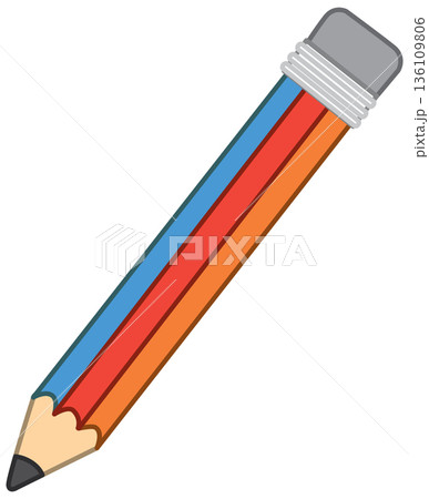 Colorful Striped Pencil Vector Illustration with Eraser on White Background Colorful Striped Pencil Vector Illustration with Eraser on White Background 136109806
