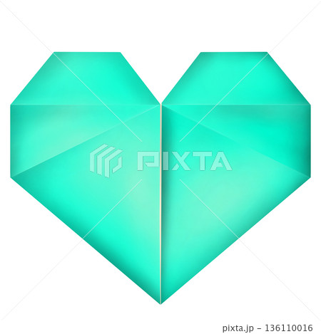 水色のおりがみでつくったハートのイラスト 136110016