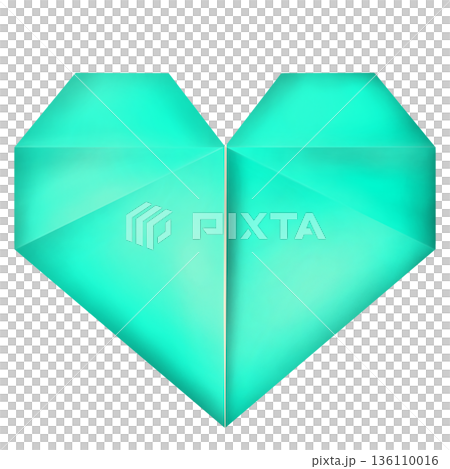 水色のおりがみでつくったハートのイラスト 136110016