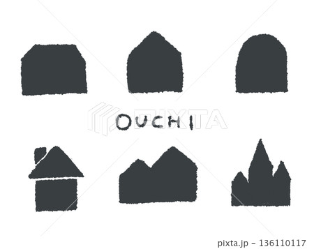 アイコンやシンボルマークとして、デザイン時に使いやすい手描きならではのイラスト・お家 136110117