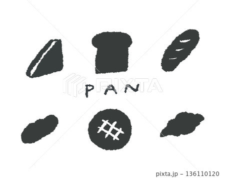アイコンやシンボルマークとして、デザイン時に使いやすい手描きならではのイラスト・パン アイコンやシンボルマークとして、デザイン時に使いやすい手描きならではのイラスト・パン 136110120
