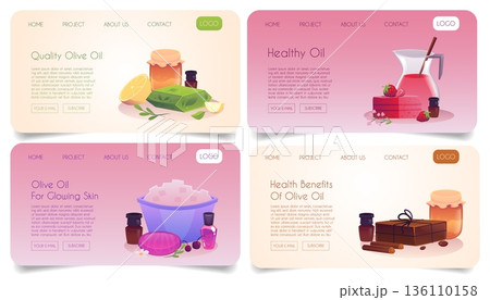 A set of website layouts featuring handmade soap and various ingredients. A set of website layouts featuring handmade soap and various ingredients. 136110158