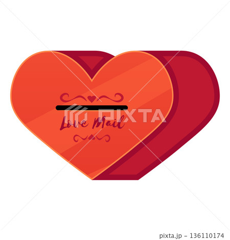 Love mail box heart shape flat vector icon, cute red postbox for receiving romantic letters, Valentines mail delivery Love mail box heart shape flat vector icon, cute red postbox for receiving romantic letters, Valentines mail delivery 136110174