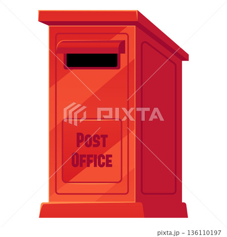 Vintage red English street postbox with a slot for sending and receiving letters. Vintage red English street postbox with a slot for sending and receiving letters. 136110197