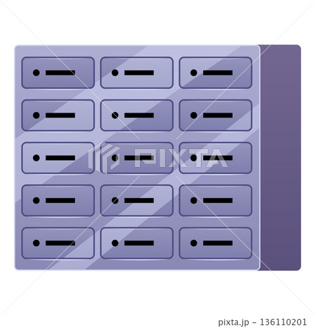 Metal, closed rows of mailbox cells, mail delivery. 136110201