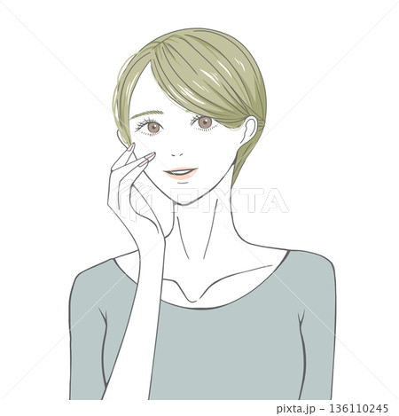 右頬に手を添える女性(金髪) 右頬に手を添える女性(金髪) 136110245