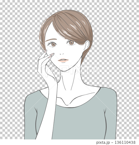 一位手托右臉頰的女子（棕色頭髮） 136110438