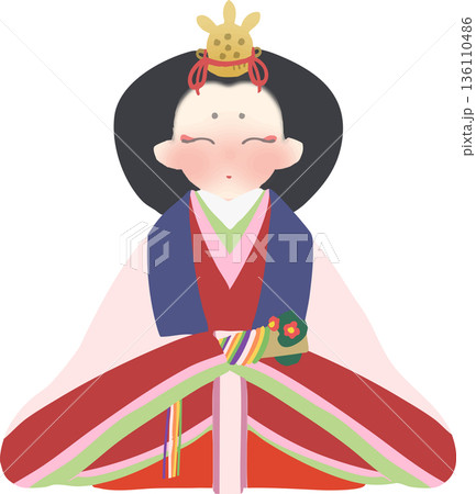 雛祭り 雛人形の和風ベクターイラスト 雛祭り 雛人形の和風ベクターイラスト 136110486