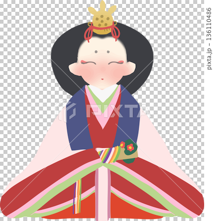 雛祭り 雛人形の和風ベクターイラスト 雛祭り 雛人形の和風ベクターイラスト 136110486