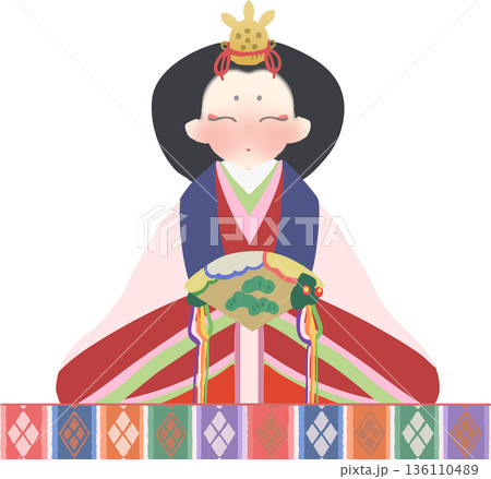 雛祭り 雛人形の和風ベクターイラスト 雛祭り 雛人形の和風ベクターイラスト 136110489