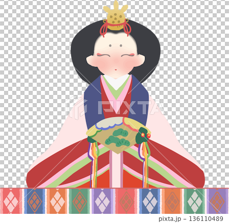 雛祭り 雛人形の和風ベクターイラスト 雛祭り 雛人形の和風ベクターイラスト 136110489