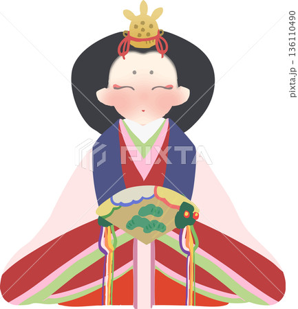 雛祭り 雛人形の和風ベクターイラスト 136110490
