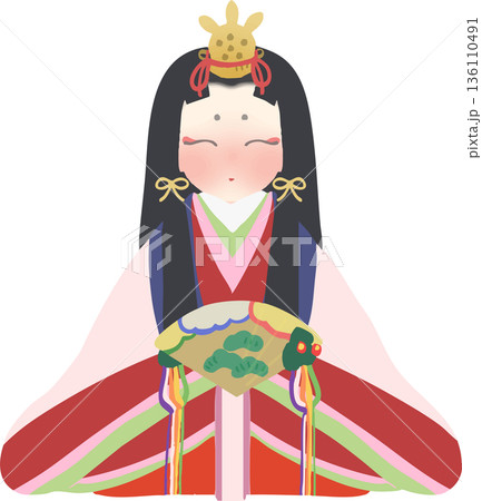 雛祭り 雛人形の和風ベクターイラスト 雛祭り 雛人形の和風ベクターイラスト 136110491