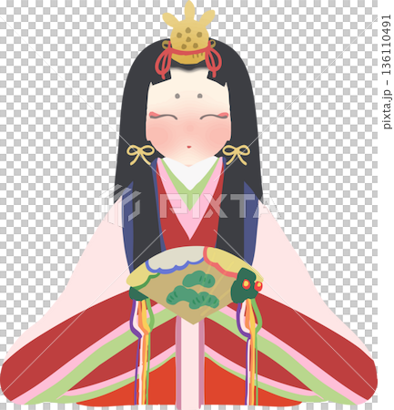 雛祭り 雛人形の和風ベクターイラスト 雛祭り 雛人形の和風ベクターイラスト 136110491