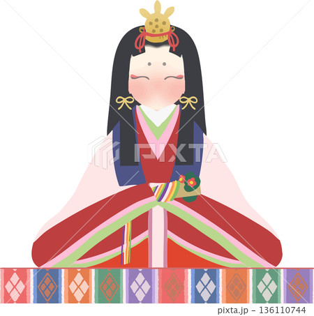 雛祭り 雛人形の和風ベクターイラスト 雛祭り 雛人形の和風ベクターイラスト 136110744