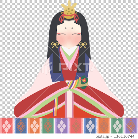 雛祭り 雛人形の和風ベクターイラスト 雛祭り 雛人形の和風ベクターイラスト 136110744