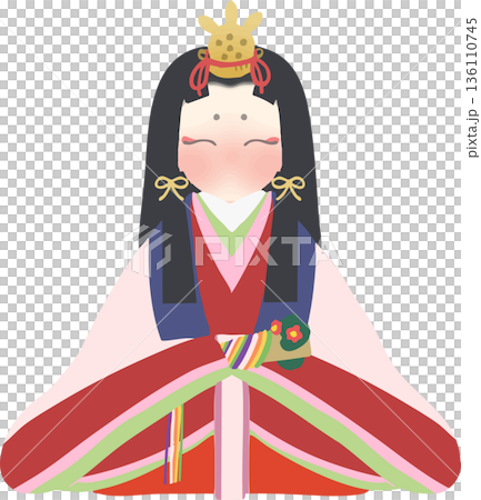 雛祭り 雛人形の和風ベクターイラスト 雛祭り 雛人形の和風ベクターイラスト 136110745
