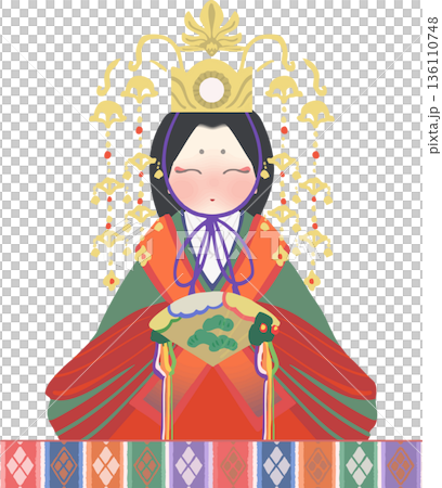 雛祭日式風格的雛人偶向量插圖 雛祭日式風格的雛人偶向量插圖 136110748