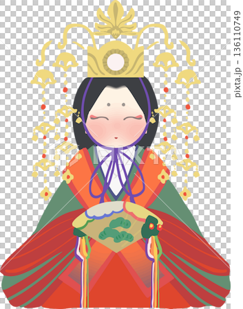 雛祭日式風格的雛人偶向量插圖 雛祭日式風格的雛人偶向量插圖 136110749
