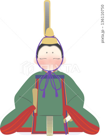 雛祭り 雛人形の和風ベクターイラスト 136110750