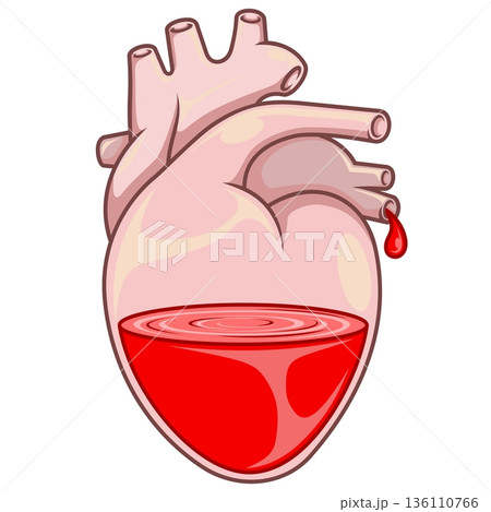 Glass heart with red liquid inside Glass heart with red liquid inside 136110766