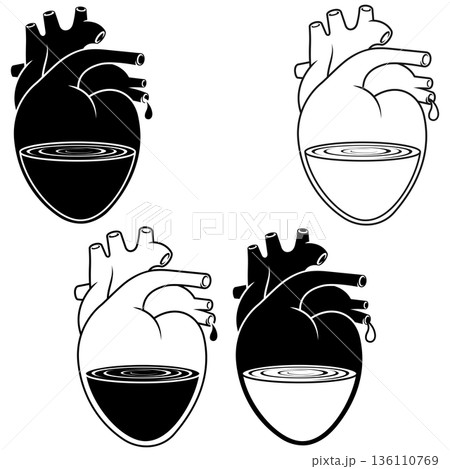 Lines of glass heart in BW 136110769