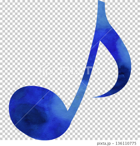 Beautiful watercolor illustration of an eighth note image Beautiful watercolor illustration of an eighth note image 136110775