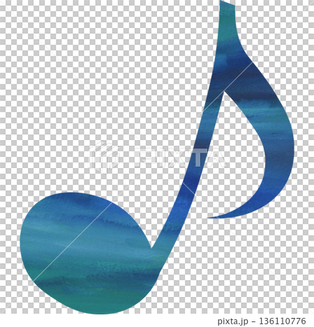 Beautiful watercolor illustration of an eighth note image Beautiful watercolor illustration of an eighth note image 136110776