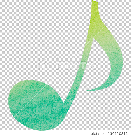 綺麗な水彩模様の8分音符のイメージのイラスト 136110812