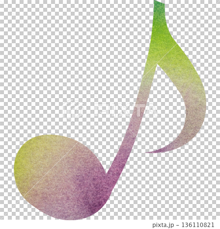 綺麗な水彩模様の8分音符のイメージのイラスト 136110821