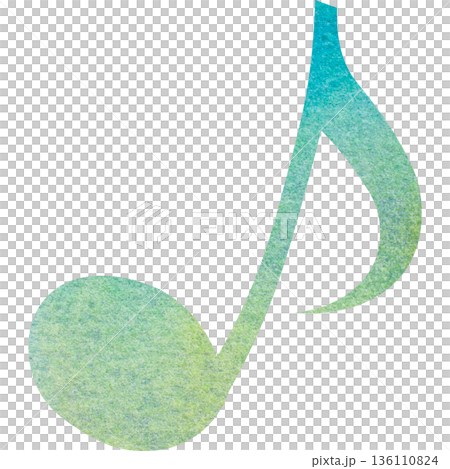 綺麗な水彩模様の8分音符のイメージのイラスト 136110824