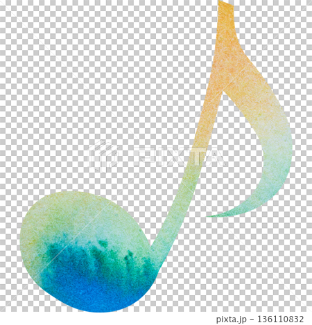 Beautiful watercolor illustration of an eighth note image Beautiful watercolor illustration of an eighth note image 136110832