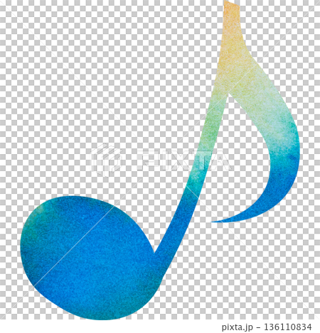 綺麗な水彩模様の8分音符のイメージのイラスト 136110834