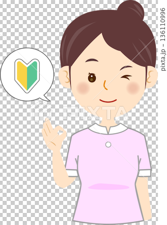一位帶有新手標記的美容師插圖 - 美容醫療人員 一位帶有新手標記的美容師插圖 - 美容醫療人員 136110996