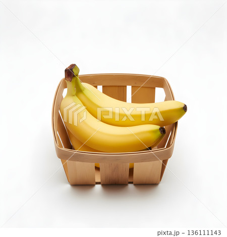 Banana Fruit Bunch Filling a Wooden Basket Banana Fruit Bunch Filling a Wooden Basket 136111143