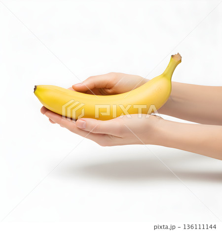 Banana Fruit Single Banana Cupped in Holding Hands 136111144