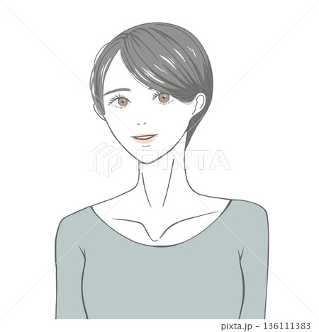 正面を見る女性(黒髪 茶髪 金髪 ) 正面を見る女性(黒髪 茶髪 金髪 ) 136111383