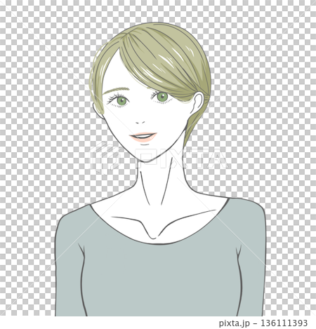 A woman (blonde) looking straight ahead A woman (blonde) looking straight ahead 136111393