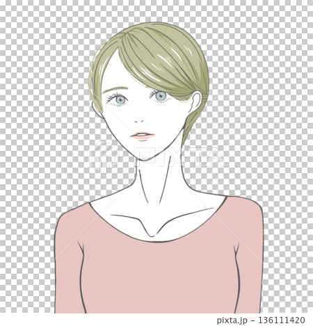 正面を見る女性(金髪) 136111420