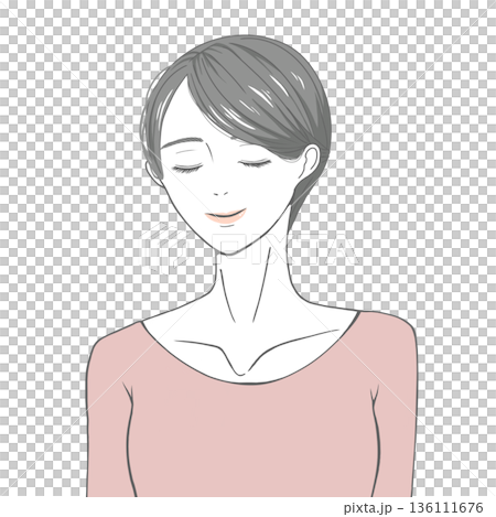 閉著眼睛的女人（黑髮） 136111676