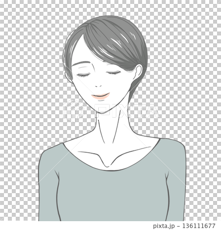 閉著眼睛的女人（黑髮） 136111677