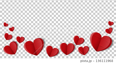 red paper hearts crumpled isolated on transparent background. Valentine's day. red paper hearts crumpled isolated on transparent background. Valentine's day. 136111968